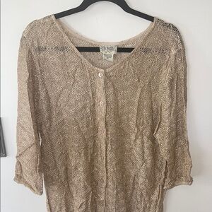 Vintage Sheer Tan Button-Up Dress